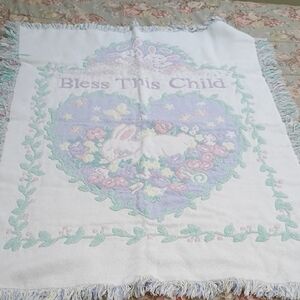 Pastel Baby Blanket with Bunny Design